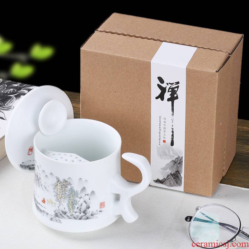 Leopard lam, mark cup coffee cups of tea separator ceramic cup with cover filter man office tea ultimately responds cup
