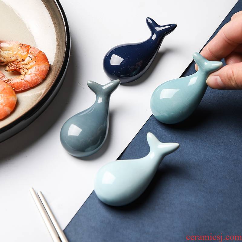 Creative selley express whale ceramic chopsticks rack chopsticks chopsticks pillow spoon holder frame spoon hotel table setting tableware