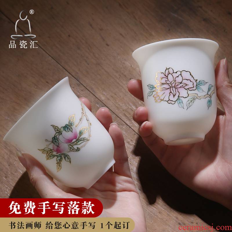 Dehua porcelain remit'm white porcelain hand - made paint high tonic excessive penetration in com.lowagie.text.paragraph sample tea cup hand - made master individual single cup of tea