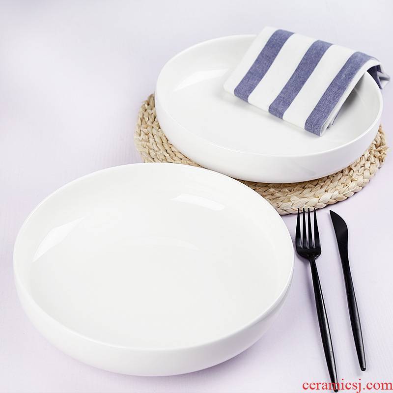 White 10 inch big plate round 0 deep dish soup plate FanPan domestic large porcelain son big chicken dish