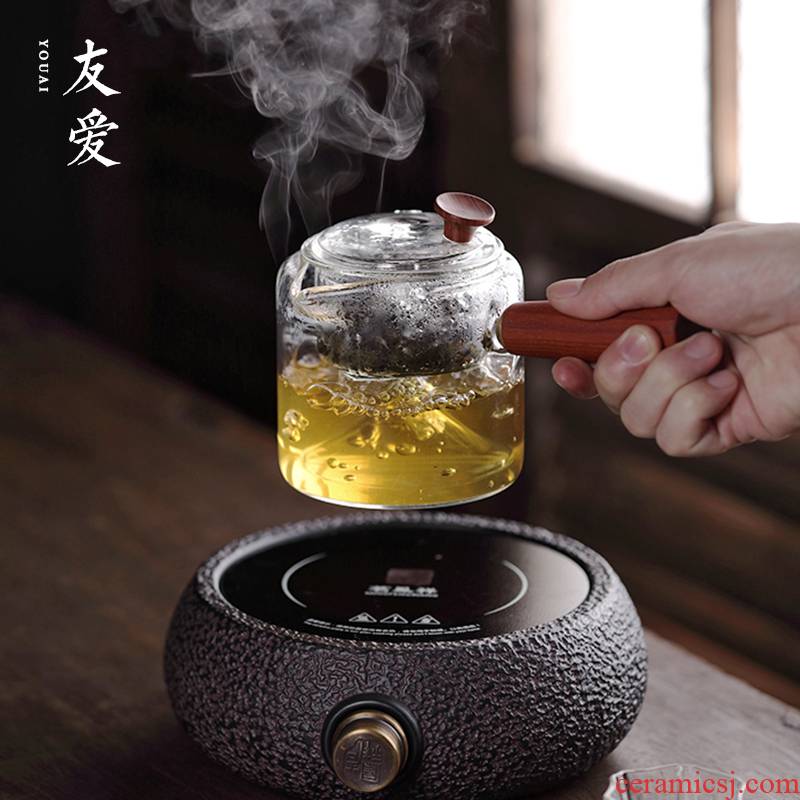Love side pot of red sandalwood steamed teapot thickening heat - resistant glass suits for the electric TaoLu boiled tea, the tea stove