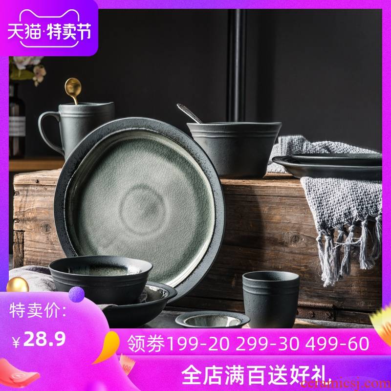 Lototo Japanese ceramics tableware creative household a single meal bowl large soup bowl rainbow such use ikea bowl of restoring ancient ways