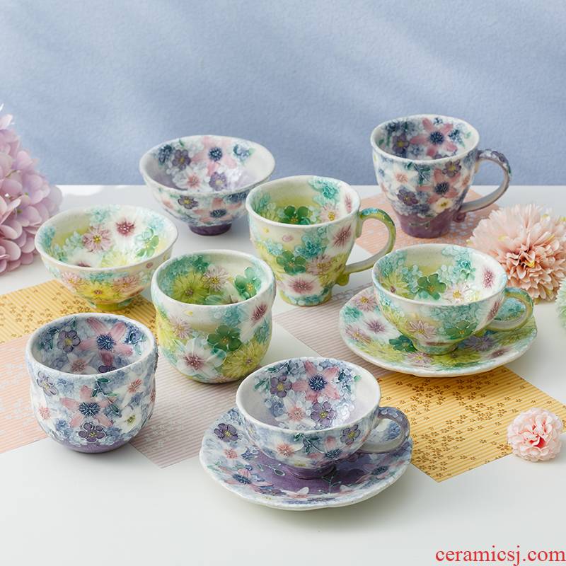 Seto'm tao dance hall handpainted mugs manual household Japanese imported flowers glass glass ceramic coffee cup