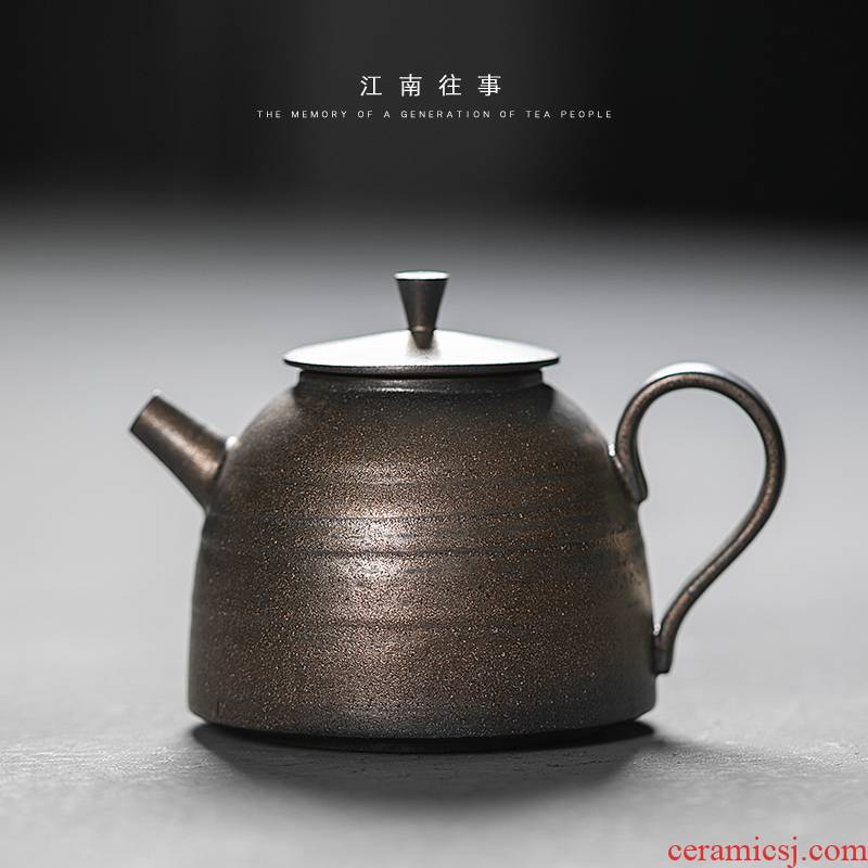 Jiangnan memories rust by hand small glaze ceramic teapot Japanese gold ceramic POTS kung fu tea set household single pot of restoring ancient ways