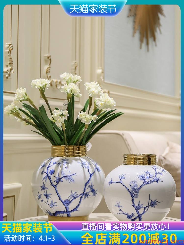 Jingdezhen ceramic porcelain simulation dried flower vase furnishing articles furnishing articles, the sitting room is the study of new Chinese style porch flower arranging decoration