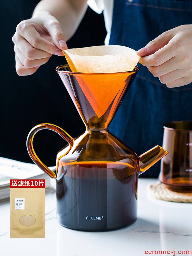 Porcelain color beauty one - piece suit hand coffee pot share household glass pot of drip filter coffee appliances