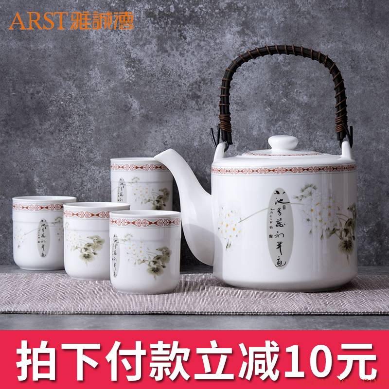 Ya cheng DE suit large household Chinese style restoring ancient ways is high temperature resistant ceramic teapot, large capacity kung fu tea tea
