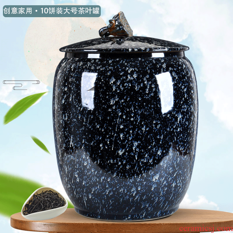 Jingdezhen ceramic tea pot, tea cake wake receives general 5 jins of loose tea storage sealed as cans