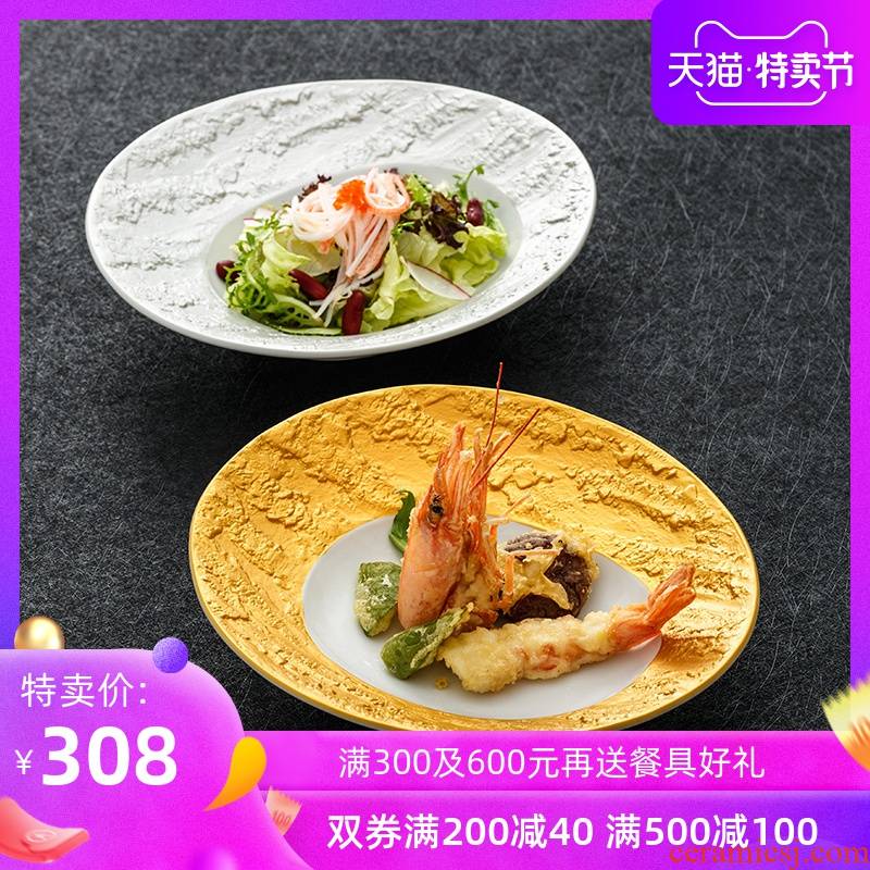 Kaiseki, material store sashimi sushi restaurant gold and silver plate special - shaped deep dish hotel tableware ceramics side dish