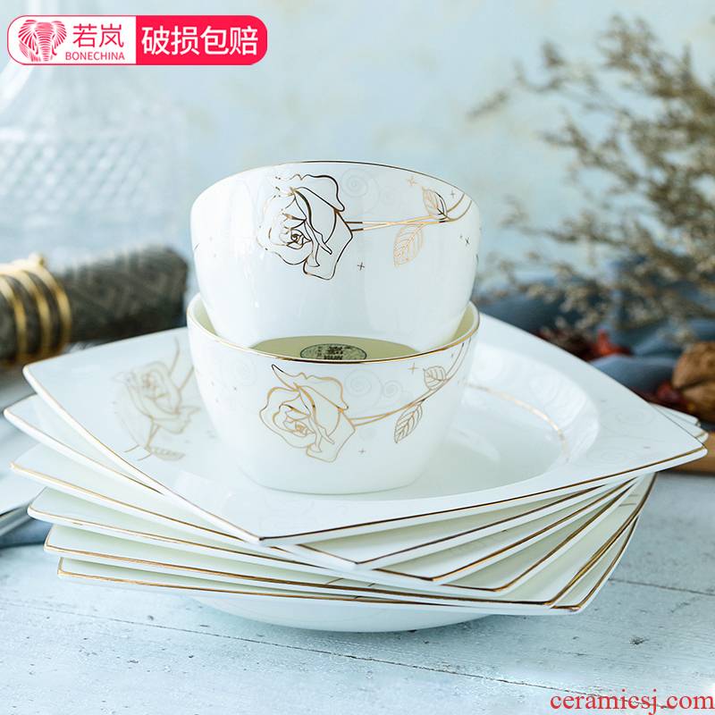 Cutlery set dishes household of Chinese style ipads porcelain bowl dishes chopsticks creative combination tangshan ceramic bowl plate
