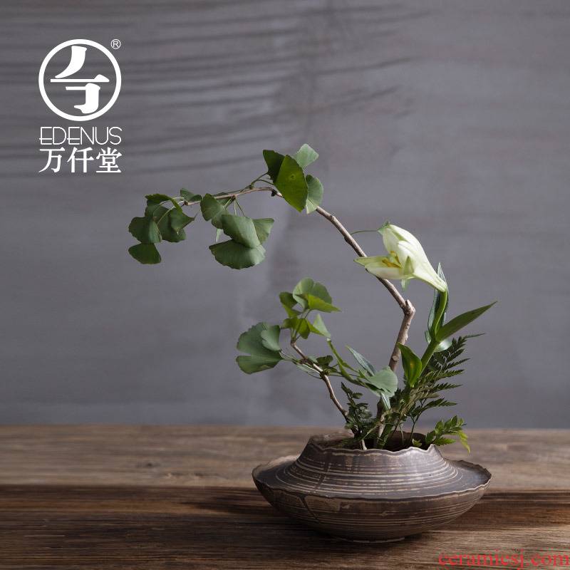 Over thousand TangHua ware ceramic flower pot creative home flower arranging furnishing articles of rural wind tea hydroponic flower mountain basin