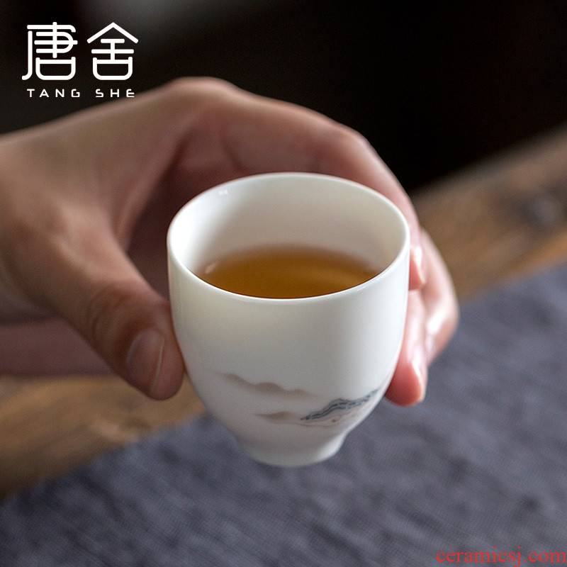 Don difference up dehua white porcelain ceramic cups kung fu tea masters cup manual small sample tea cup fragrance - smelling cup men 's and' s single CPU