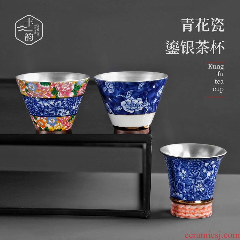 Tasted silver gilding ceramic cups bucket sign the master cup silver cup size sample tea cup silver cups single household kung fu
