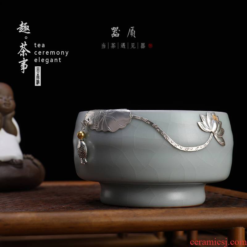 Taiwan FengZi your up master cup by hand with silver cups sample tea cup ceramic kung fu tea set personal single CPU