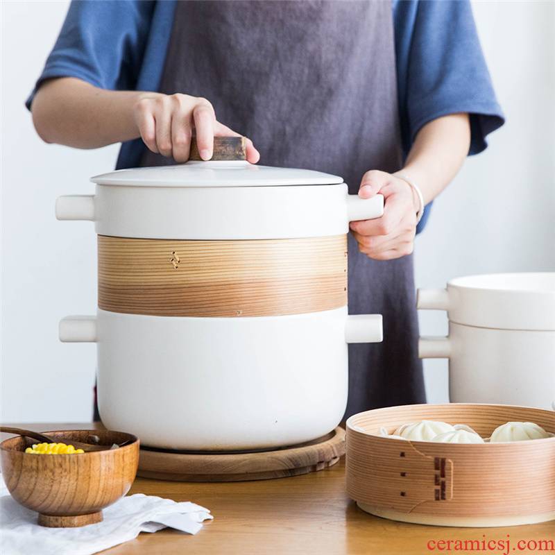 Modern Japanese housewife double - decker steamer casserole stew household high - temperature ceramic pot soup pot pot