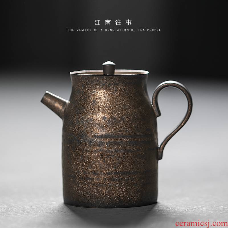 Jiangnan past Japanese checking iron glaze gold hand ewer restoring ancient ways the teapot tea household ceramic tea set single pot