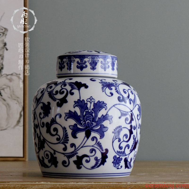 Rain tong home |/blue and white porcelain is the name plum flower drum marriage room multi - functional furnishing articles furnishing articles ornaments of jingdezhen ceramics