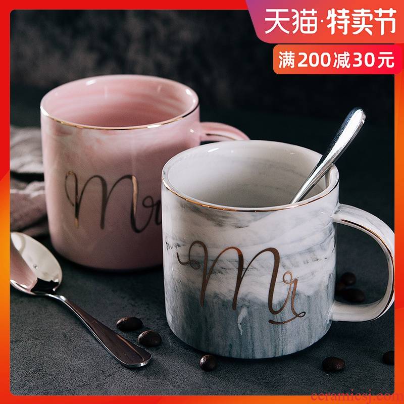 Coffee cup northern wind ceramic mugs ins couples cup ultimately responds cup men 's and women' s cup milk cup with a spoon