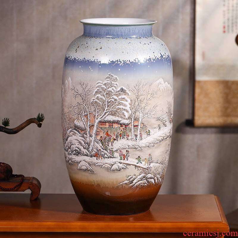The Master of jingdezhen hand - made chunjiang snow big new Chinese style household decorates sitting room rich ancient frame ceramic vase furnishing articles