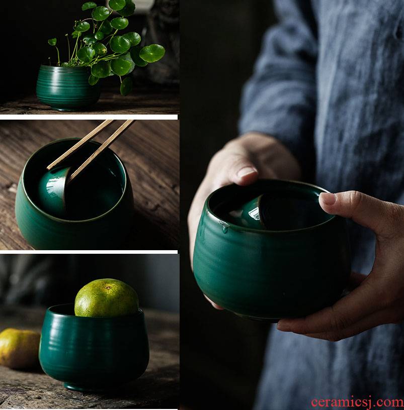 ShangYan retro ceramic tea to wash to the small Japanese coarse pottery cylinder tea cup washing writing brush washer washing wastewater zero PeiJian water