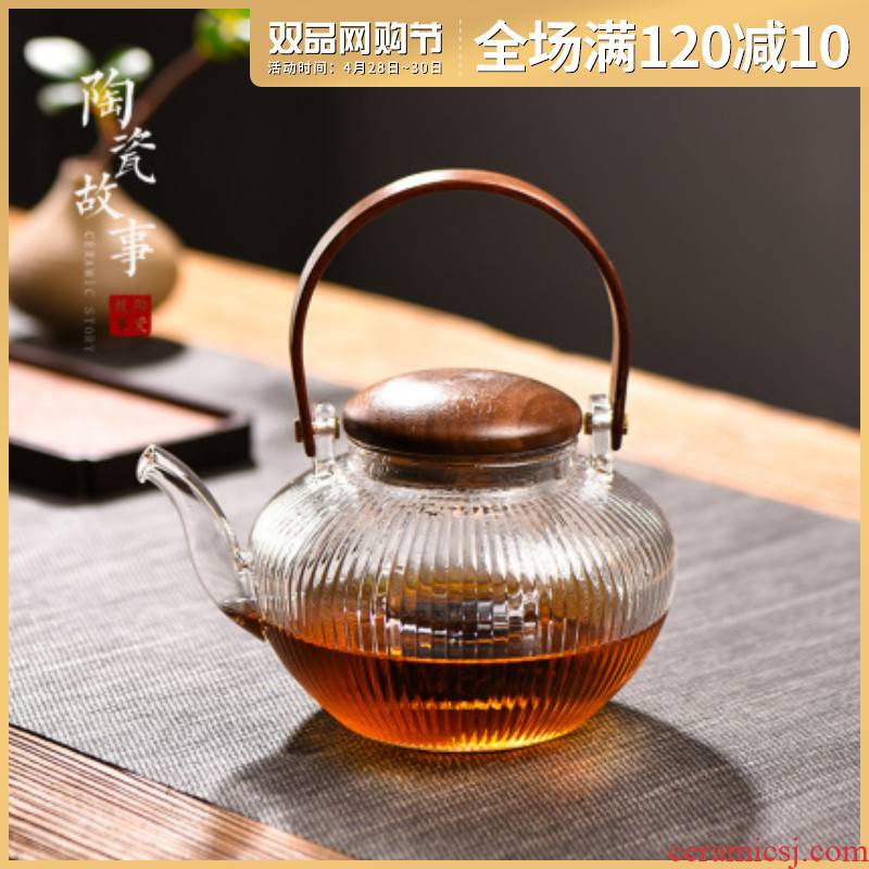 Glass cooking pot electricity TaoLu suit kettle filtering thickening heat - resistant kung fu tea set girder teapot tea stove