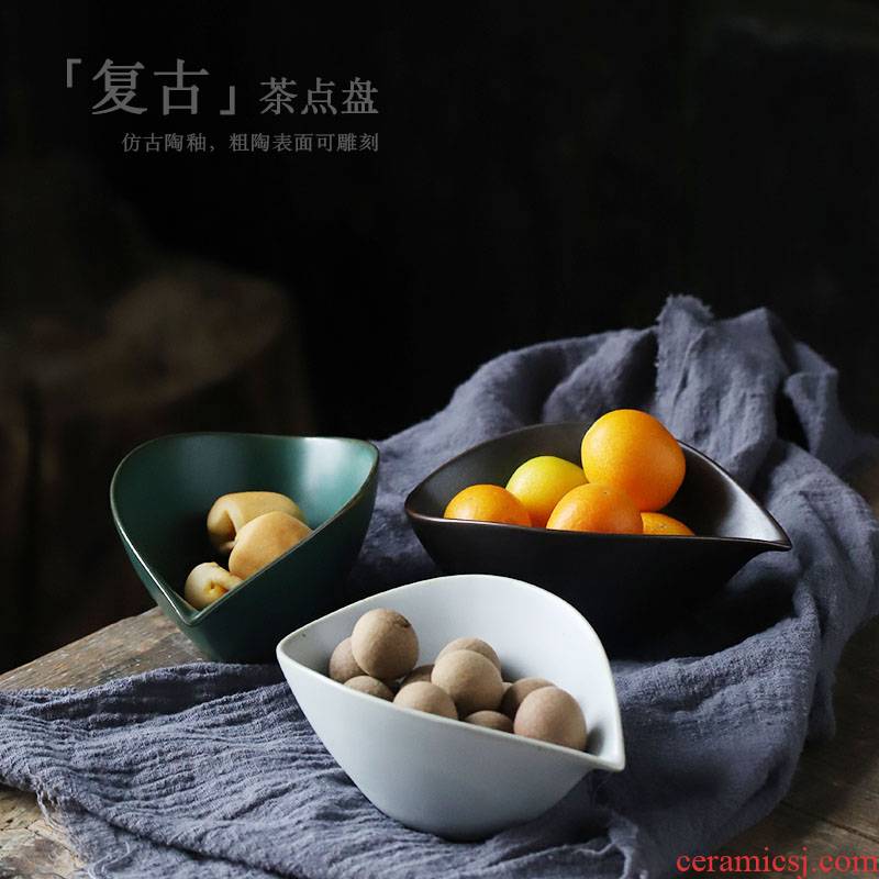 ShangYan Japanese tea tray was creative snack plate dry fruit tray ceramic snack serving tea accessories the nut plate