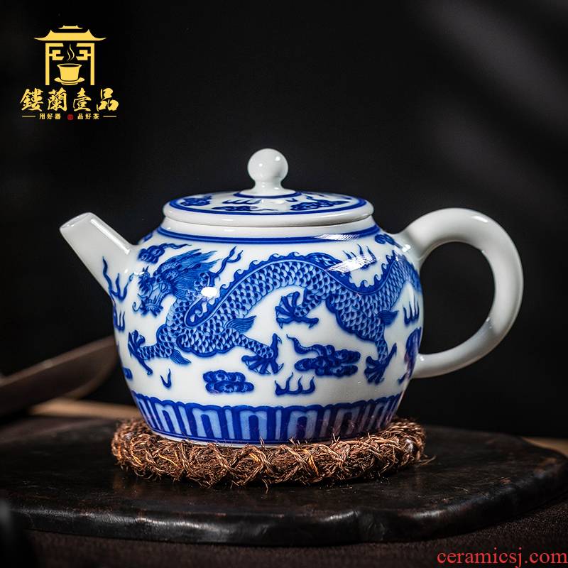 Jingdezhen ceramic hand - made porcelain maintain longfeng ewer kung fu tea set large single pot of big capacity of the teapot