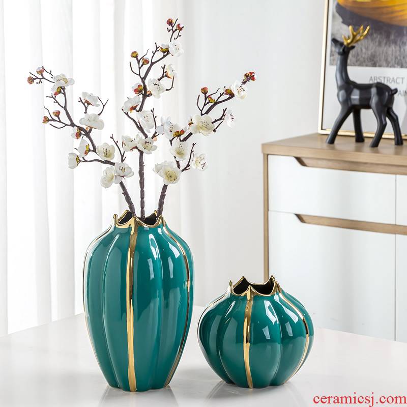Light European - style key-2 luxury furnishing articles ceramic vase flower arranging dried flowers sitting room adornment the Nordic idea contracted water raise household decoration