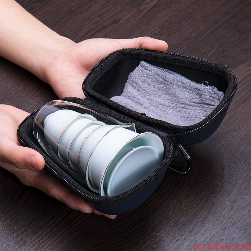 Japanese travel tea set ceramic portable bag glass kung fu tea tea tureen contracted outside your teapot