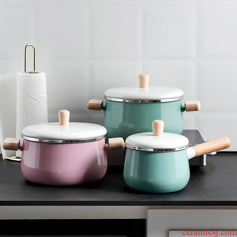 Northern wind enamel enamel small milk pan to cook instant noodles, ears small pot small household noodles soup, stew
