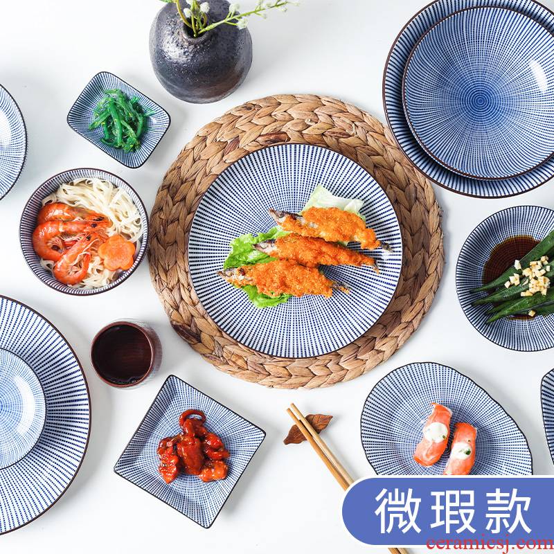Japan imports ceramic is highly home blue grass analyzes ten creative steak dish Japanese dish fish sushi plate