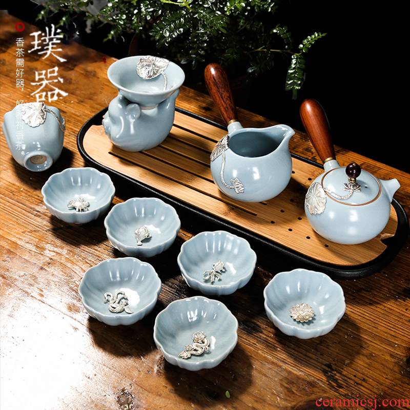 Your up kung fu tea set ceramic ice crack type Your porcelain teapot teacup home office side of a complete set of gift boxes