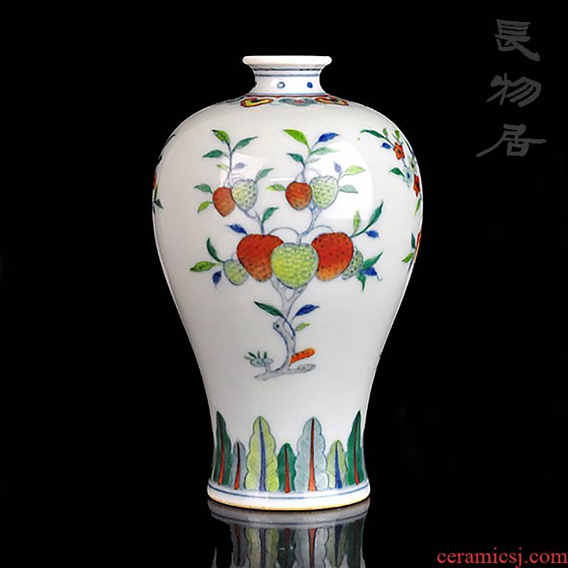 Offered home - cooked at flavour manual bucket three fruit grain xiaomei bottles of jingdezhen ceramics, vases, flower color display furnishing articles