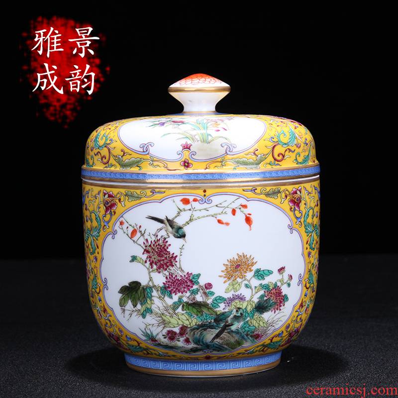 Jingdezhen ceramic colored enamel painting of flowers and furnishing articles sitting room sitting room adornment art creative Chinese style household ornaments