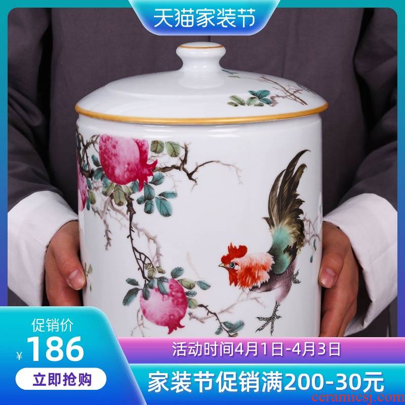 Jingdezhen ceramic household seal porcelain tea pot puer tea tin with large tea urn