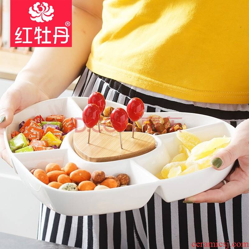 Nordic ceramic creative dry fruit tray household candy dish fruit platter points to receive a disc box snack plate sitting room