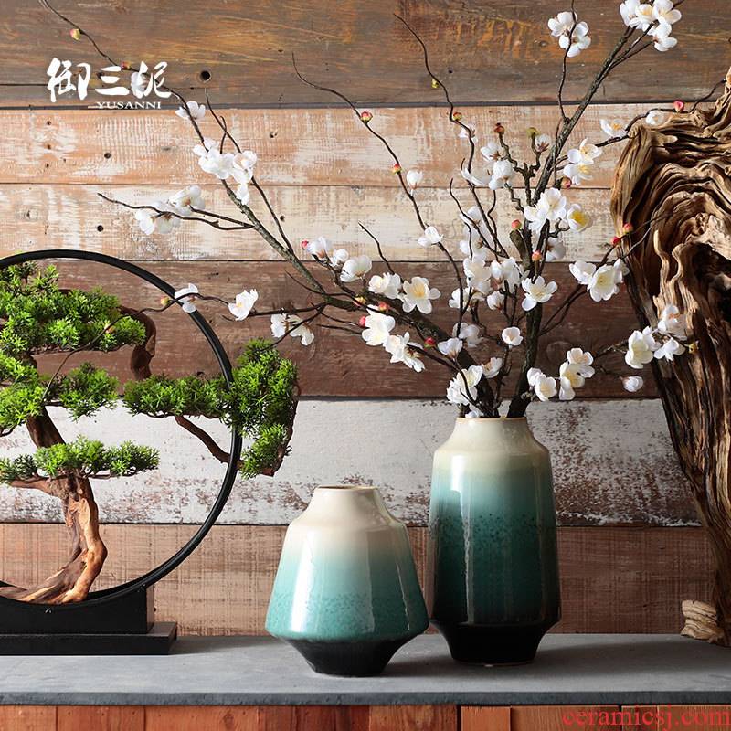 The New Chinese dried flower implement creative decoration zen Japanese ceramic vase furnishing articles ornaments living room TV cabinet