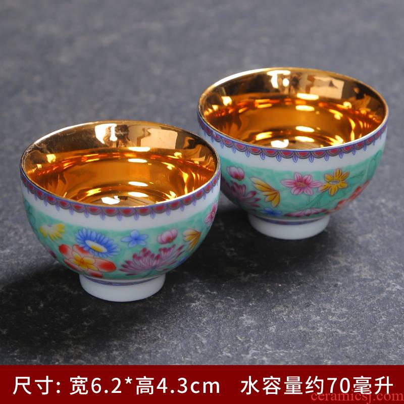 999 sterling silver cup manual tasted silver gilding tea master kung fu tea cups white porcelain enamel color large tea cup