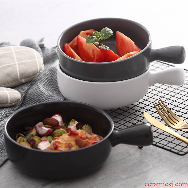 For jobs creative household ceramics single handle bowl bowl of cheese baked baking oven baked red bowl bowl For FanPan job network