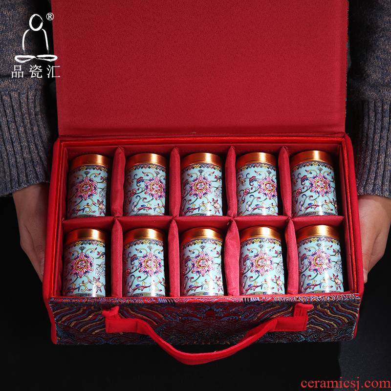 Porcelain sink small tea pot set mini sealed as cans ceramic tea custom gift packaging gift box portable storage tea sets