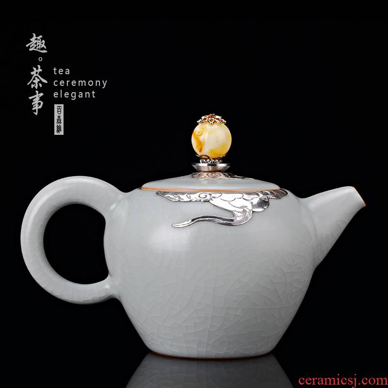 Taiwan FengZi your up antique teapot curium silver hand open piece of pottery and porcelain kung fu tea set household can keep single pot of tea