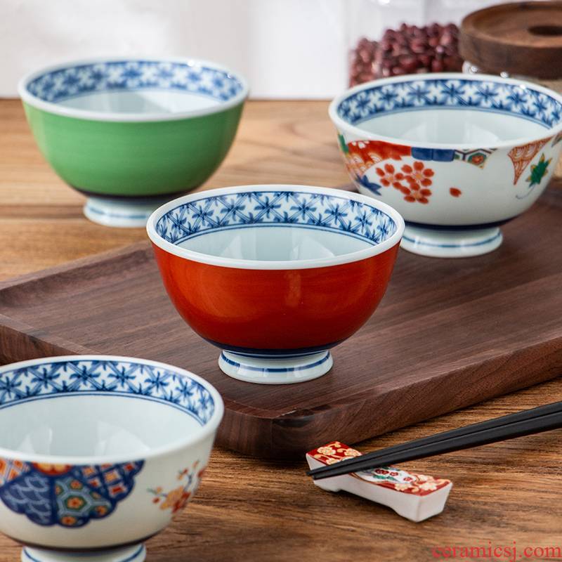 Japan imports creative household ceramics high always prevent hot hat little rainbow such as bowl hand - made rice bowls Japanese snack bowl