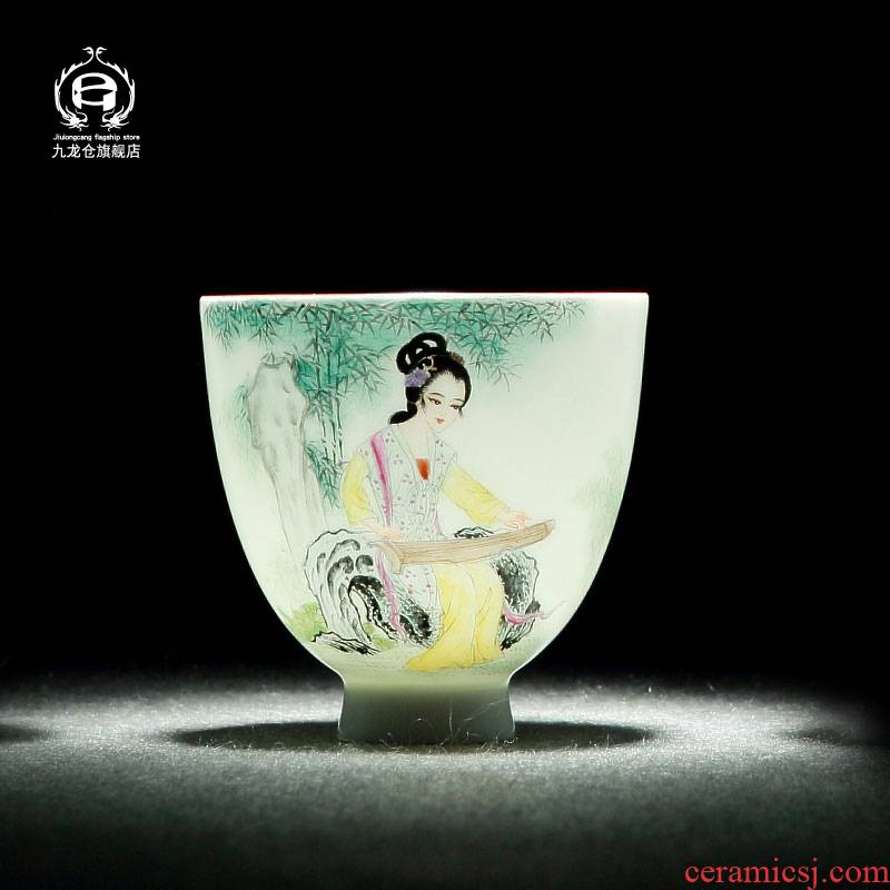 DH jingdezhen hand - made ceramic kung fu jade porcelain sample tea cup cup archaize all hand single individual cup cup bowl