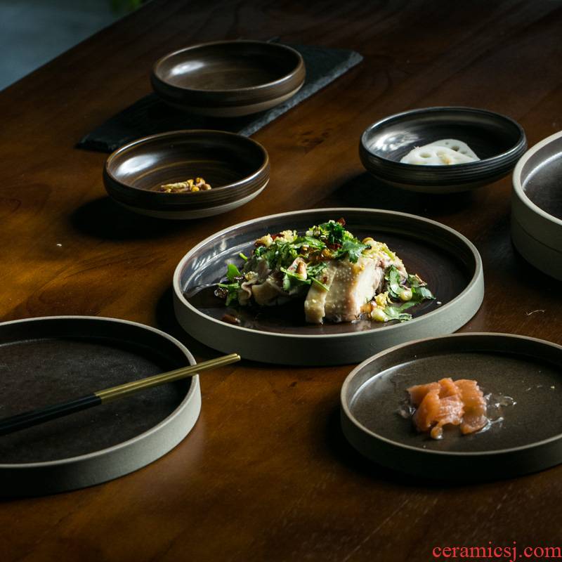 And BW thread variable glaze 4 types of ceramic tableware pointed bottom small bowl of rice bowl beef dish plate of flat