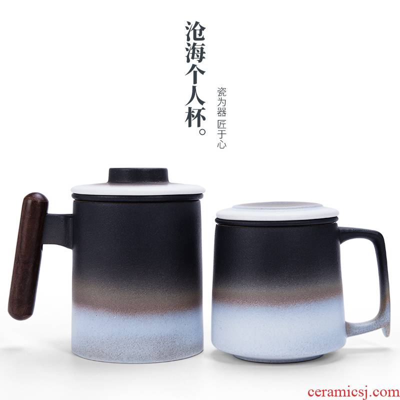Ceramic filter cups with handle with cover keller Japanese household separation of tea ultimately responds cup of tea
