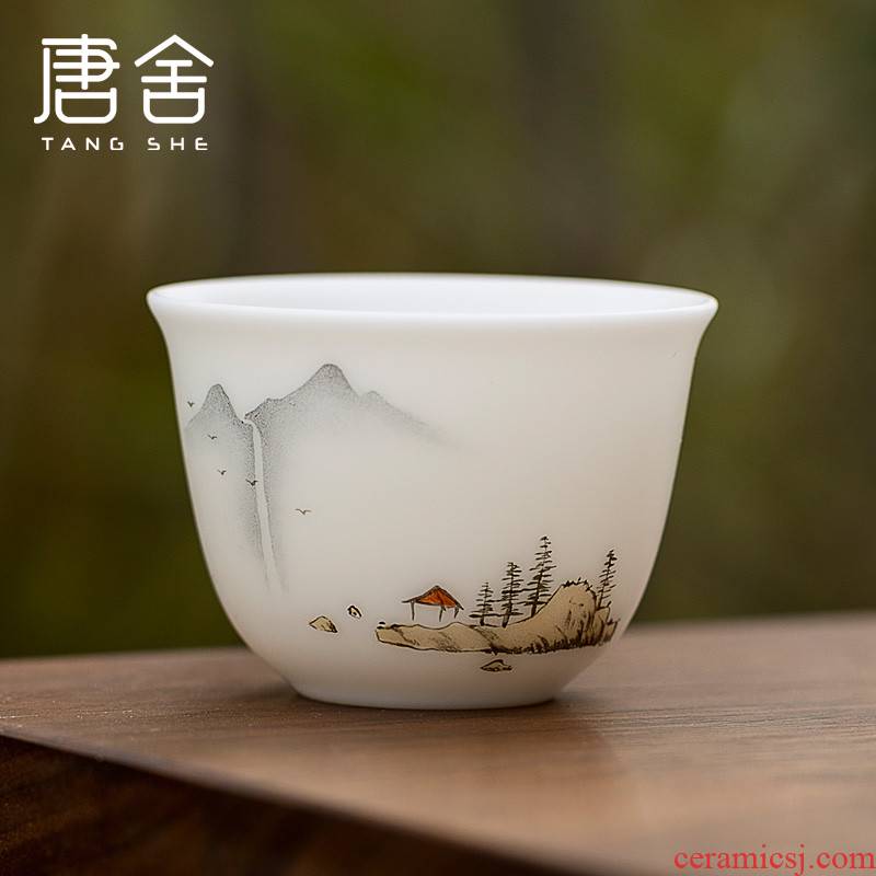 Tang s landscape master hand sample tea cup tea cup single CPU single male white porcelain tea set kung fu ceramic cups