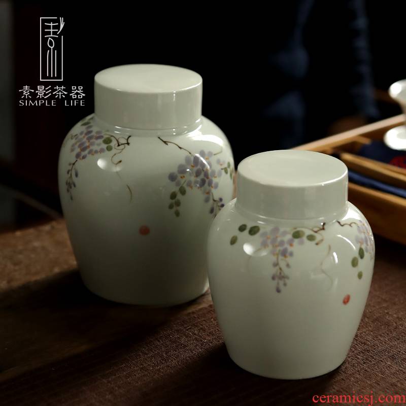 Plain film white porcelain seal tea pot, charge storage tank bulk pu 'er tea POTS hand - made warehouse moistureproof