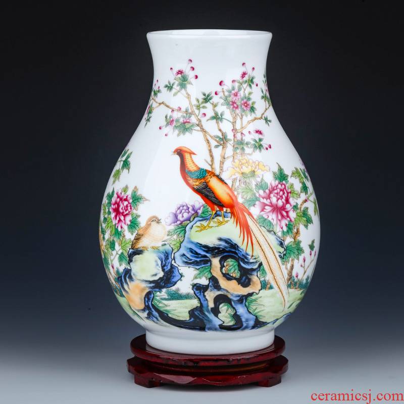 Jingdezhen ceramics powder enamel vase flower arranging wide expressions using rich ancient frame of Chinese style household, sitting room porch decoration furnishing articles