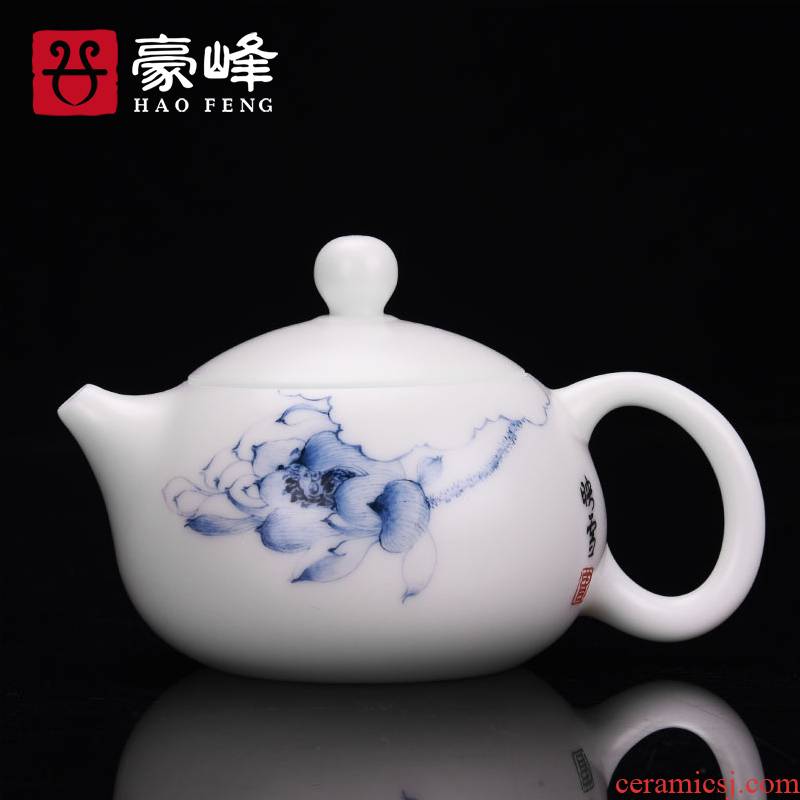 HaoFeng dehua white porcelain teapot household Japanese Chinese white jade CiHu ceramic kung fu single pot of tea tea accessories