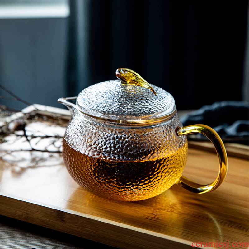 TaoDian hammer eye grain to the pot of high borosilicate glass side heat kung fu tea set household teapot tea, flower tea
